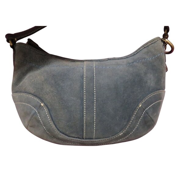 Coach 2004 Soho Suede & Leather Demi Hobo Handbag in Denim Gray Blue 4284 - Picture 9 of 12